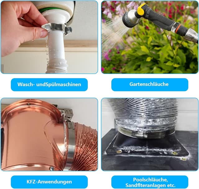 Detalle de MUZHUPGUZ 12er Schlauchschellen Set aus 304-Edelstahl, einstellbar 16–27 mm