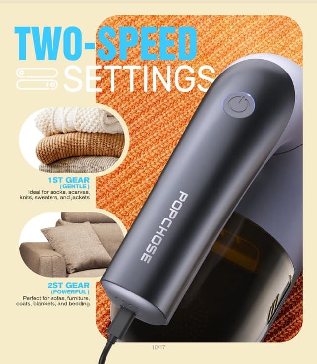 Thumbnail 3 de POPCHOSE Fabric Shaver 2-Speed, USB Rechargeable
