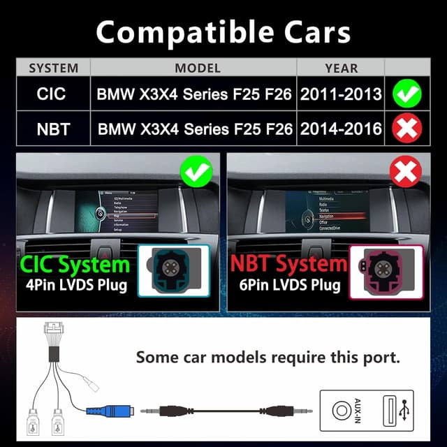 Detalle 2 de Autoradio Linux MAVYULQEF per BMW X3/X4 Serie F25 F26 (2011-2013), avvio rapido e CarPlay/Android Auto wireless