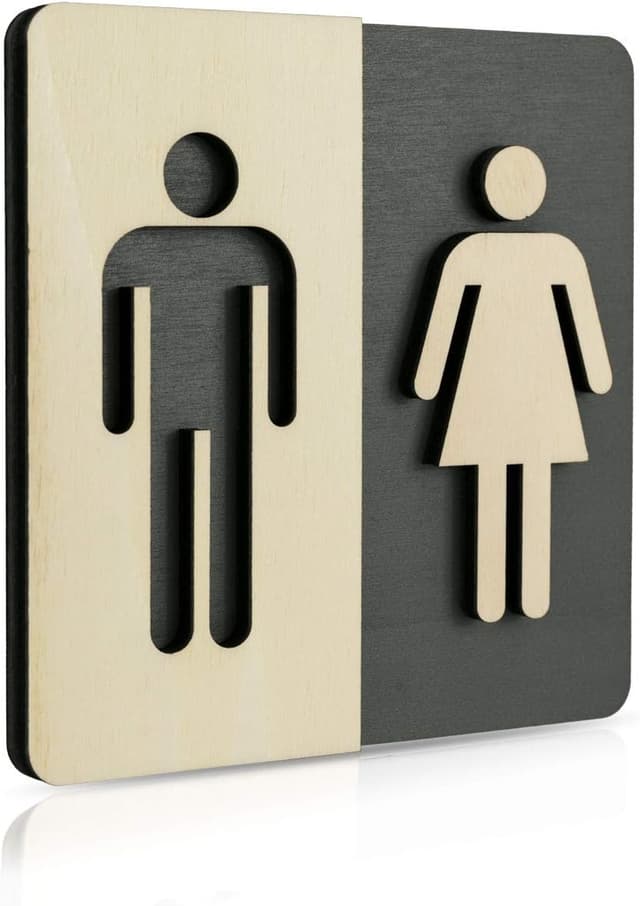 Imagen de WC Schild Holz Toilettenschild 14x14 cm en OfertitasTOP