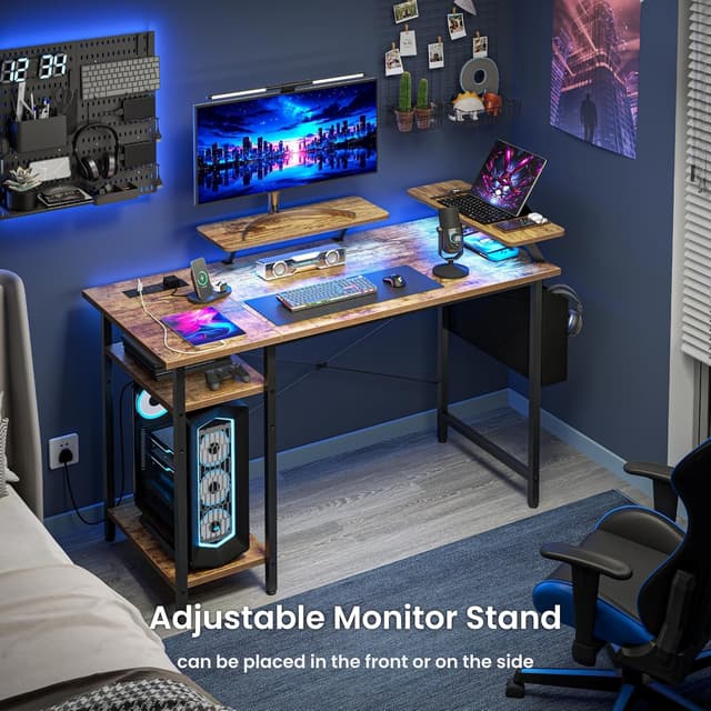 Detalle de DOMSHOCT gaming desk 100×50cm with LED