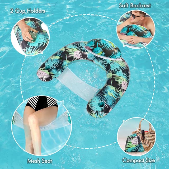 Detalle de OKSUWATER 3-Pack Adult Pool Floats with Two Cup Holders