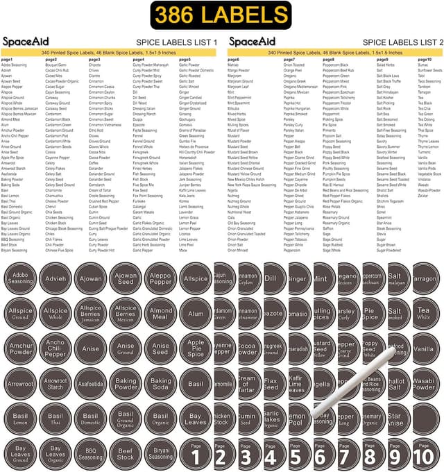 Detalle de SpaceAid SpaceAid Spice Rack Organizer (32 Glass Jars + Labels, Chalk Marker & Funnel) for Cabinet, Countertop, Pantry