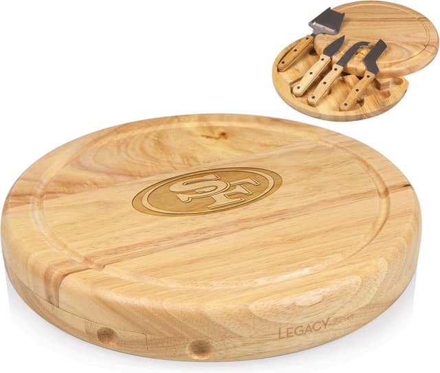 Detalle de NFL San Francisco 49ers Circo Cheese Board and Knife Set (Charcuterie Set) — Parawood Cutting Board