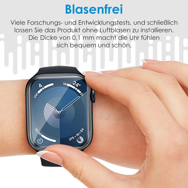 Detalle de UniqueMe Schutzfolie für Apple Watch Series 9/8/7 (45 mm) – 8 Stück, flexible TPU, blasenfreie Vollabdeckung