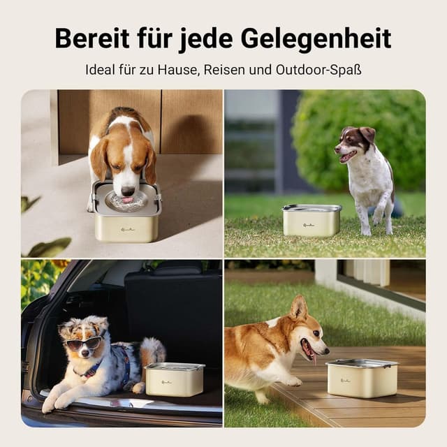 Thumbnail 6 de DownyPaws Wassernapf für Hunde (ohne Sabbern), 3 L, Anti-Verschluck-Wasser, 304 Edelstahl – beige
