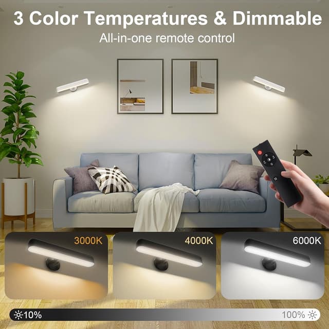 Detalle de Speclux Rechargeable Wall Lights (2 Pack) – LED battery operated sconces with 7500mAh, 3 colours and 15 RGB