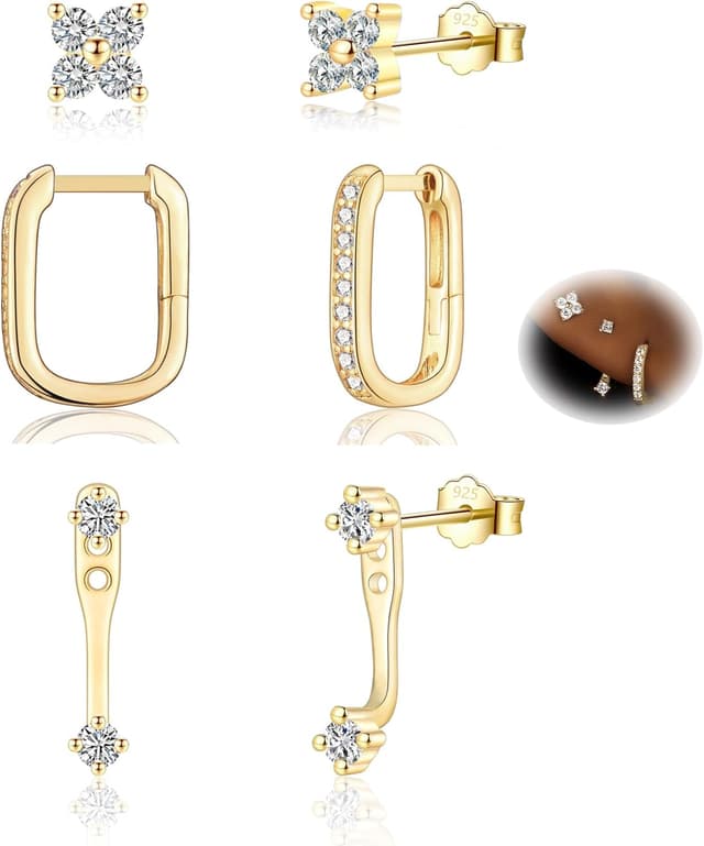 Imagen de CERSLIMO 3 Paar Ohrringe Set Mehrere Ohrlöcher en OfertitasTOP