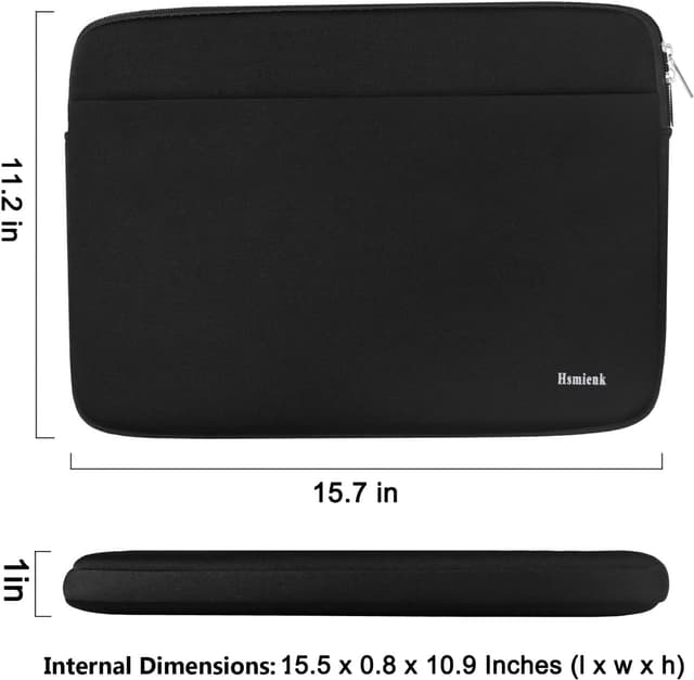 Detalle 2 de Laptop Case Sleeve 15.6 inch (Black) — Shockproof Protective Notebook Cover with Accessory Pocket