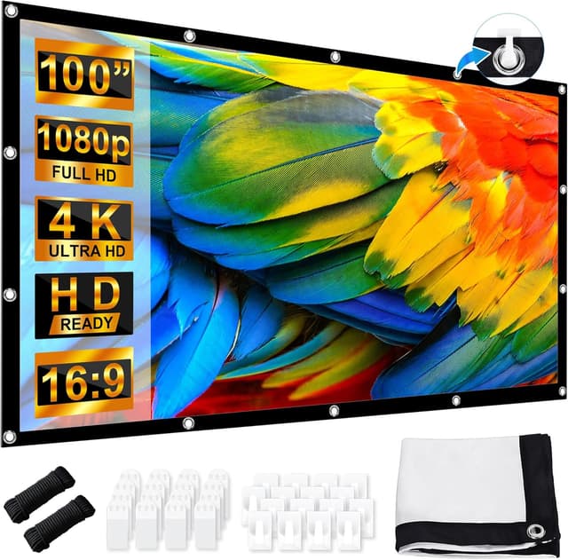 Detalle de LEORFI Beamer Leinwand 100 Zoll (16:9) Outdoor, doppelseitig faltbar – 227 x 127 cm