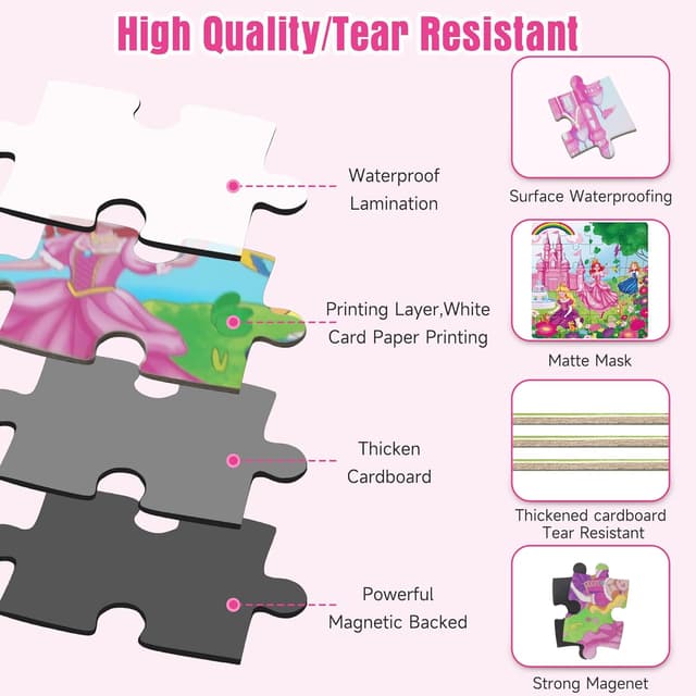 Detalle 2 de Lumikidz Magnetic Unicorn Mermaid Princess Puzzle (20-Piece Travel Puzzle) for Girls Ages 3–6