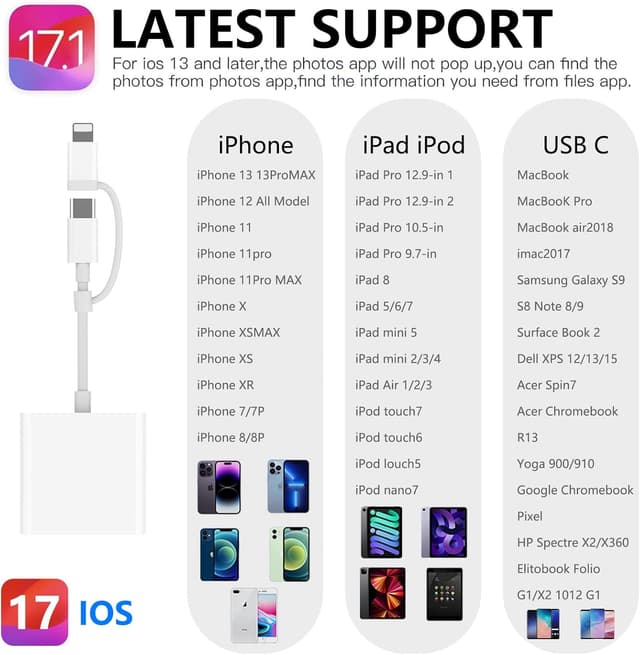 Thumbnail 6 de Apple MFI zertifizierter SD Kartenleser für iPhone (Lightning) & iPad – SD-/MicroSD-Adapter für Fotos & Videos