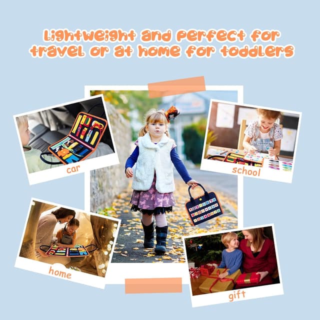 Detalle de Achiyway Busy Board Montessori a 4 strati: pannello sensoriale con lettere, numeri e lavagna fai-da-te