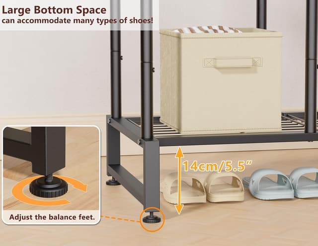 Thumbnail 5 de Double Rods Clothes Rack 4-Tier Organizer