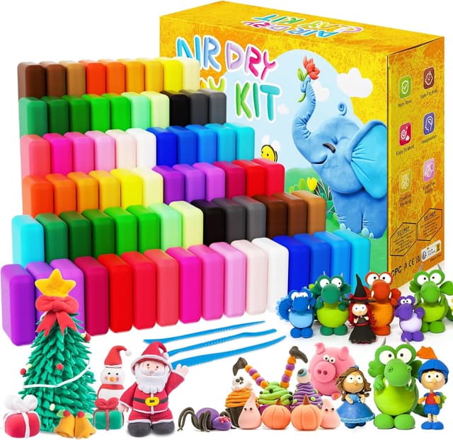 Detalle de FUONCEDE Modelliermasse lufttrocknend 72 Stück – 36 Farben, Werkzeuge & Projekthandbuch