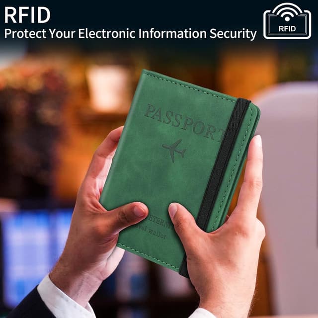 Detalle 1 de Sciphylia protege-passeport RFID en PU, vert