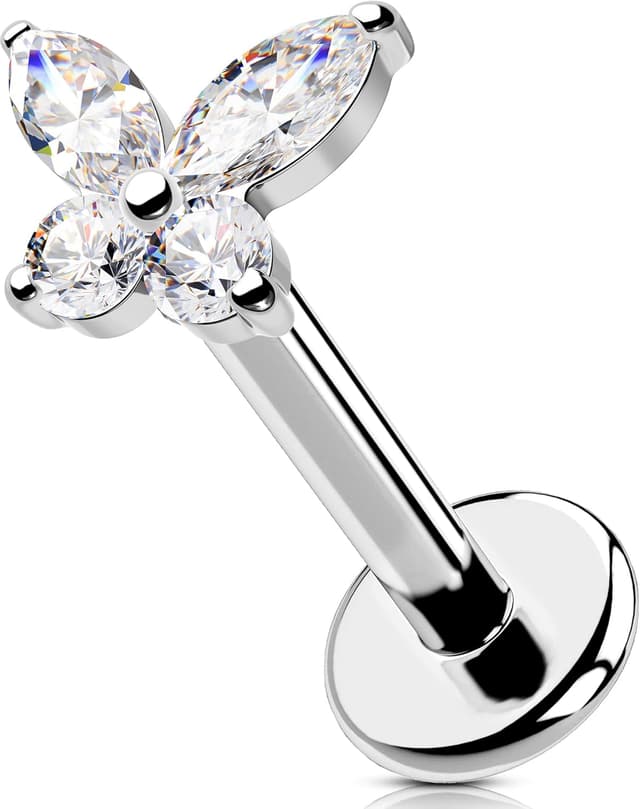 Imagen de OUFER Labret 16G Acier 316L 6–12 mm Papillon CZ en OfertitasTOP