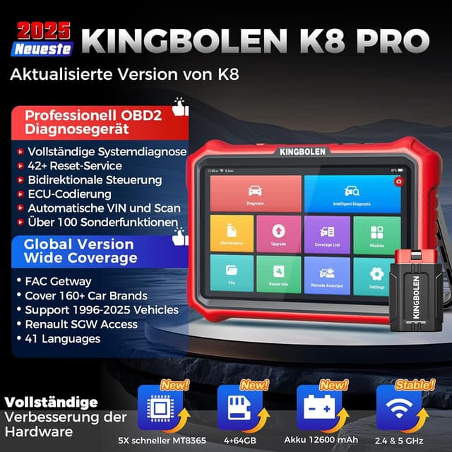 Thumbnail 1 de KINGBOLEN K8 PRO OBD2 Diagnosegerät 8"