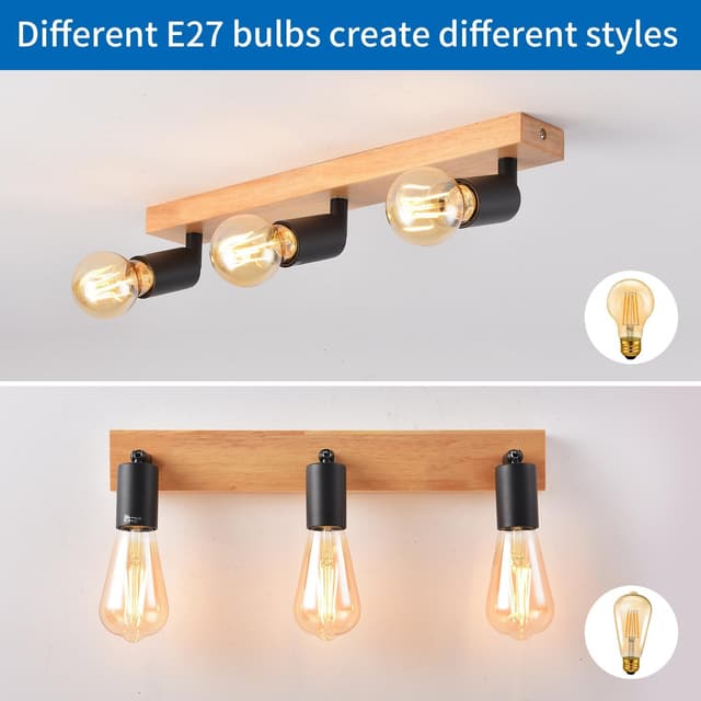 Thumbnail 6 de ANWIO lámpara techo 3 focos LED E27 negro