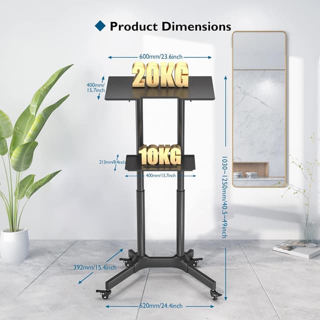 Thumbnail 4 de BONTEC Tavolino da Laptop 1030–1250 mm