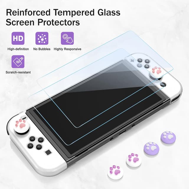Detalle de Younik Switch OLED Accessories Bundle (17-in-1 kit) with carry case, stand, screen protectors and J-Con covers