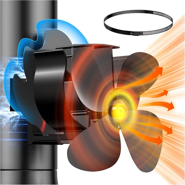 Imagen de The Three Musketeers Kaminventilator magnetisch mit Umlenkplatte 1 Ersatzring en OfertitasTOP