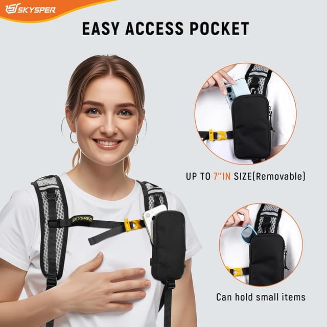 Detalle 2 de SKYSPER 15L Wanderrucksack mit Brustgurt – leichter Tagesrucksack für Herren & Damen