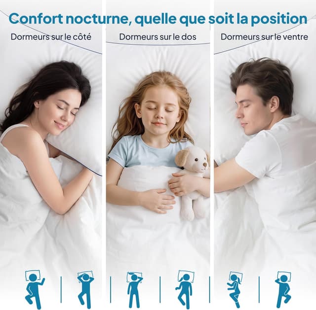 Detalle de BedStory Oreillers 50x70 cm (lot de 2) hypoallergéniques, réglables et lavables