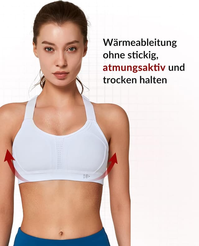 Detalle 2 de Yvette Sport Sport-BH mit starkem Halt, verstellbaren Trägern & gekreuztem Rücken (Große Größen)