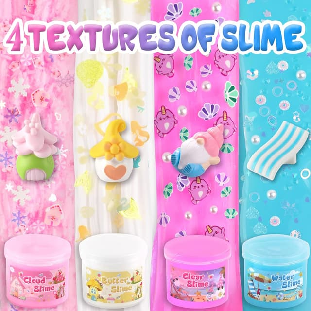 Detalle 2 de LAWOHO 6 Pack Mermaid Gnomes Slimes kit for kids (cloud, water, butter & clear slime)