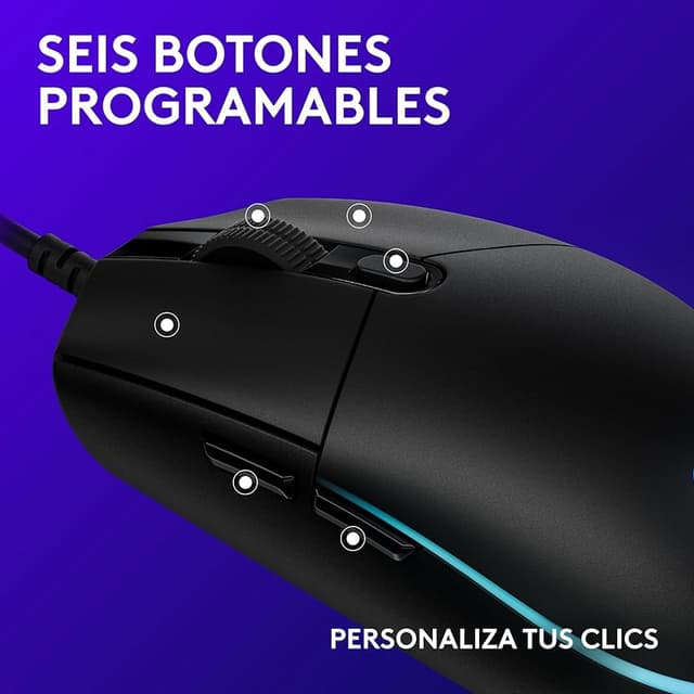 Detalle de Logitech G203 LIGHTSYNC Ratón Gaming USB RGB, 8K DPI