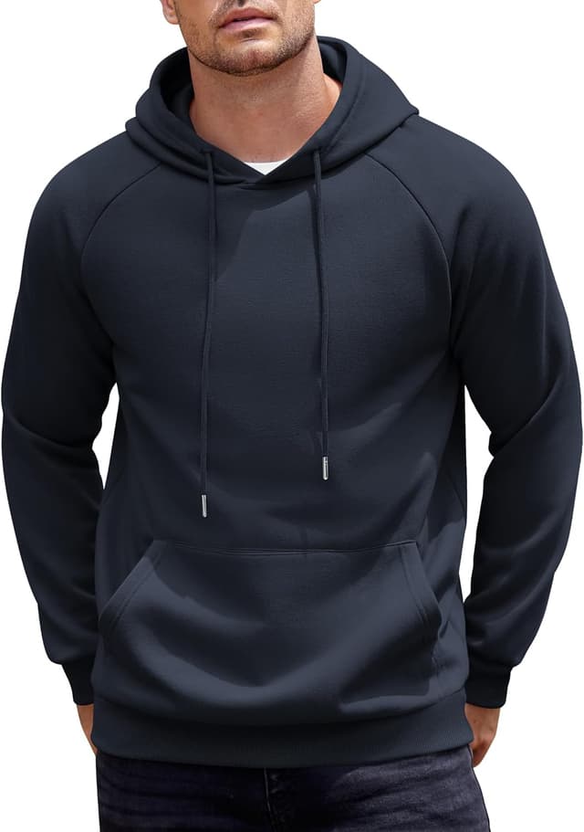 Detalle de COOFANDY sweat à capuche homme doublé polaire à manches longues, poche kangourou et cordon