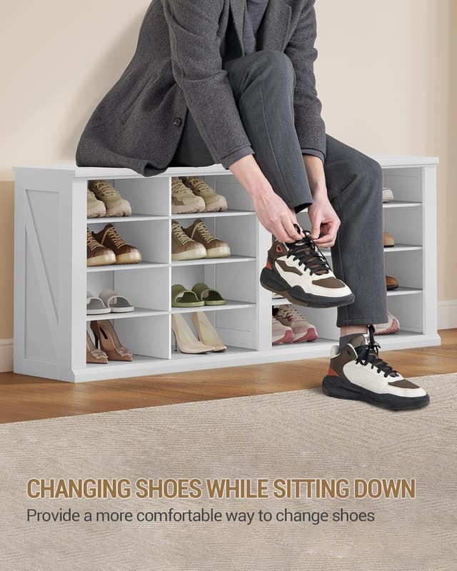 Thumbnail 3 de Hzuaneri Banc à Chaussures 16 Compartiments blanc SB24603X