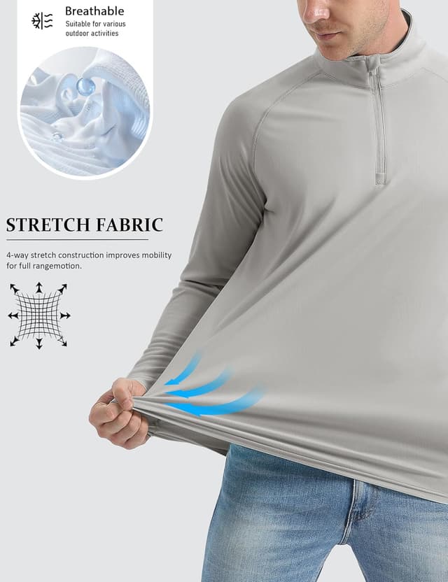 Detalle de MAGCOMSEN Men’s Long Sleeve Sun Shirt UPF 50+ 1/4 Zip Rash Guard Tee (Polyester)