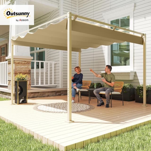 Detalle 2 de Outsunny Pérgola 3x3 m techo retráctil