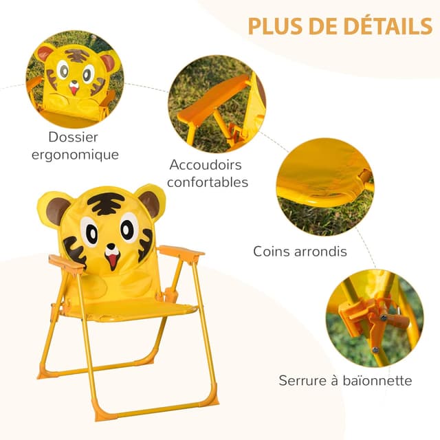 Thumbnail 4 de Outsunny Ensemble Salon Jardin Enfant Tigre
