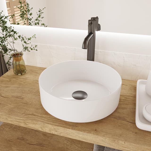 Detalle 2 de Baikal Lavabo cerámico redondo sobre encimera 36 cm