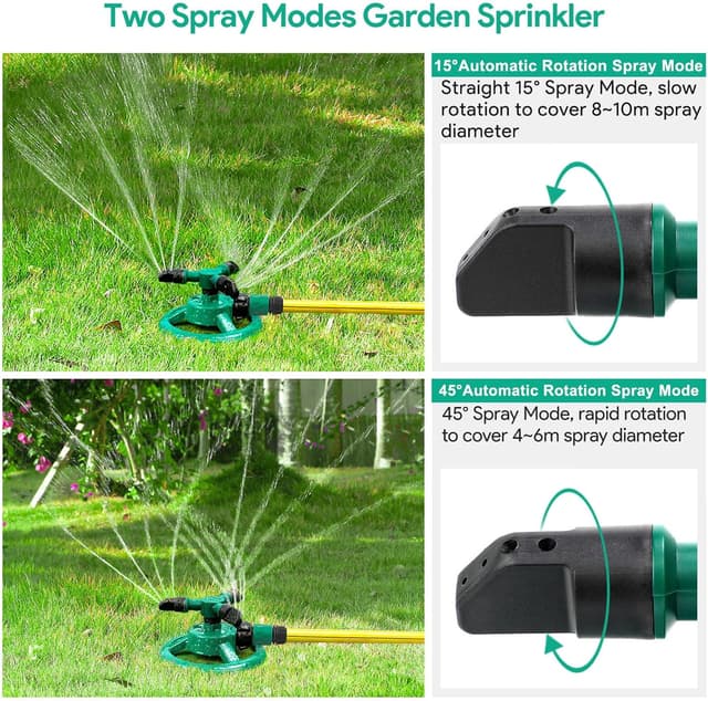 Detalle 2 de ENJSD Garden Sprinkler – Automatic 360° Rotating 3-Arm Lawn Irrigation Sprinkler