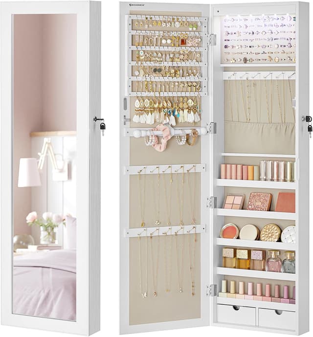 Detalle de SONGMICS JJC093W01 joyero de espejo 120 cm