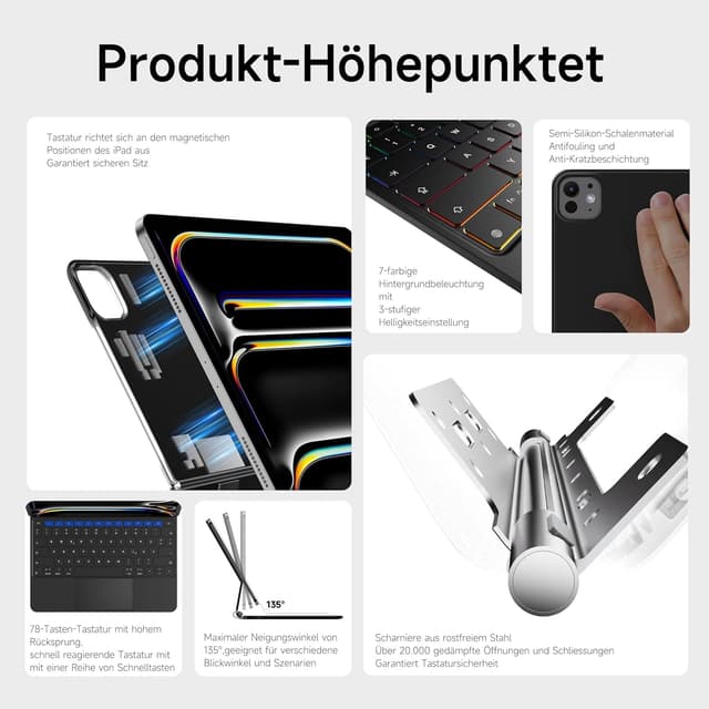 Thumbnail 2 de nimin Tastaturhülle für iPad Pro 13" QWERTZ – Multi‑Touch-Trackpad