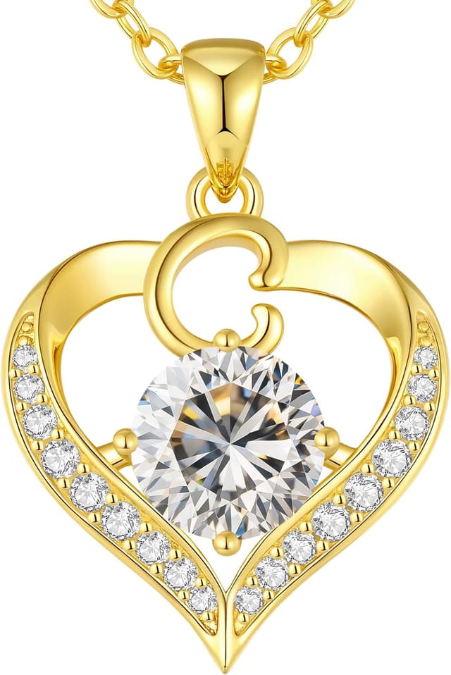 Detalle de LOUISA SECRET Collier femme personnalisable A-Z avec initiales en capitales et pendentif cœur d’amour plaqué or 18K