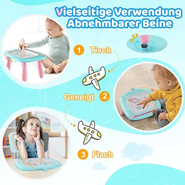 Detalle de Kikidex Magnetische Zaubertafel für Kleinkinder (1–3 Jahre) – Magic Painting Board im Mint-Blau