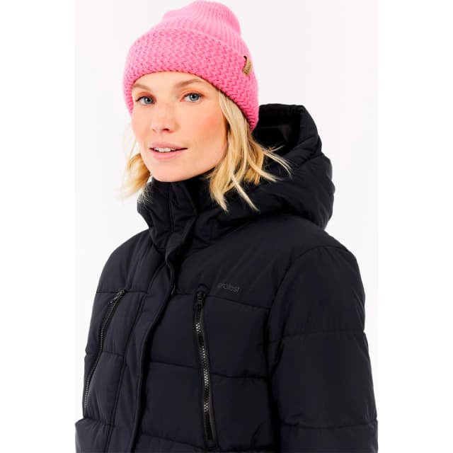 Detalle de Protest Kooky chaqueta de nieve de mujer extralarga resistente al viento y al agua