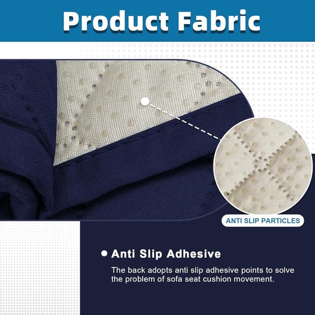 Detalle de Jaotto Copridivano impermeabile 3 posti con braccioli, trapuntato e antiscivolo, blu marino