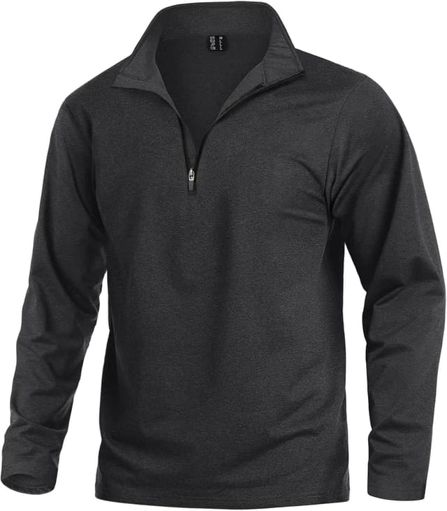 Detalle de KEFITEVD Herren 1/4-Zip Fleece Pullover – langarm Funktionsshirt für Warm, Atmungsaktivität & Bewegung