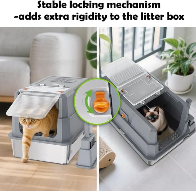 Thumbnail 5 de SZEE Stainless Steel Cat Litter Tray — Spacious Grey 🐱