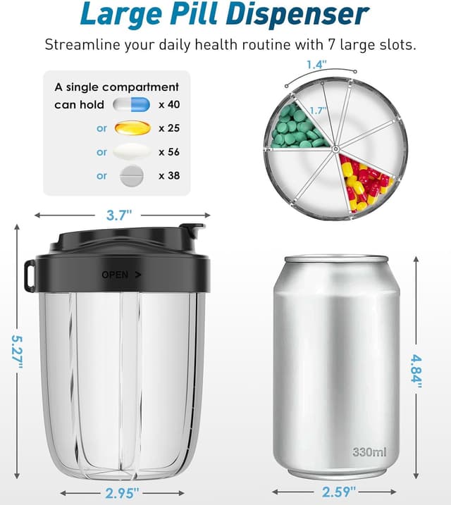 Detalle 2 de Pill Organizer 7‑compartment pill dispenser for travel 💊