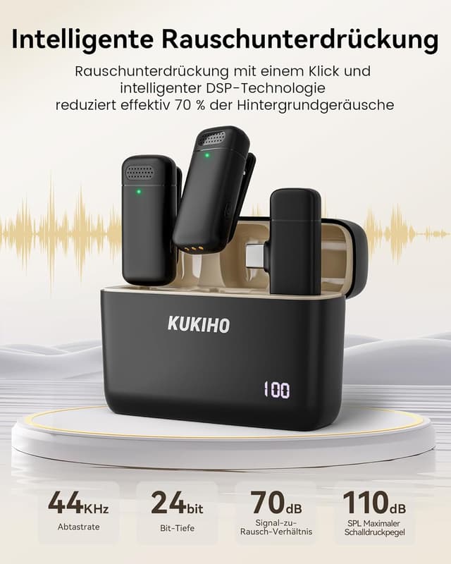 Thumbnail 6 de KUKIHO Kabelloses Lavalier Mikrofon 36h Akku