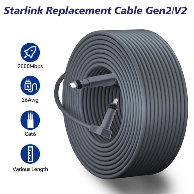 Detalle de Boobrie Starlink V2 Gen2 replacement satellite cable (46M/150FT) for Gen 2 systems