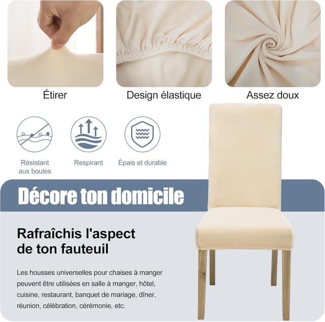 Detalle de SUKAIKEQA housse de chaise haute élastique jacquard (lot de 4/6/8) avec dossier